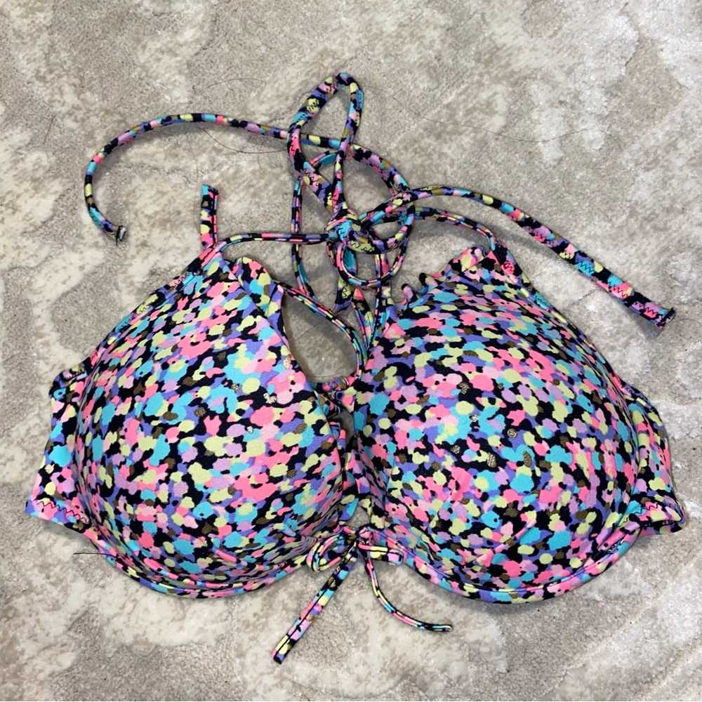 Victoria's Secret Neon Fleck Fabulous Push-Up Swim Top Multi Color